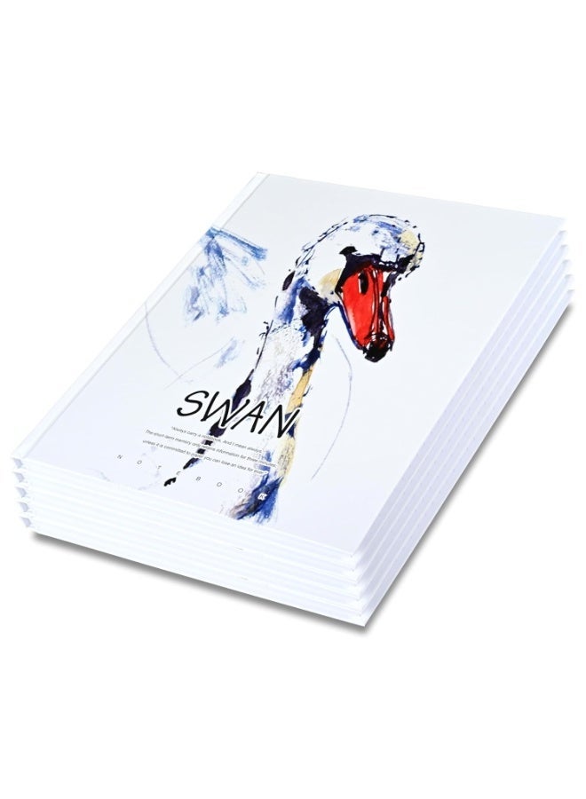 FIS® Hard Cover Notebook, Size 10"X8" Inches(254x203.2mm), 96 Sheets, 192 Pages, Single Line Ruling, White Paper, Packet of 5 Pieces, Swan Cover Design 2-FSNBHC1896-SWA2 - Image 1